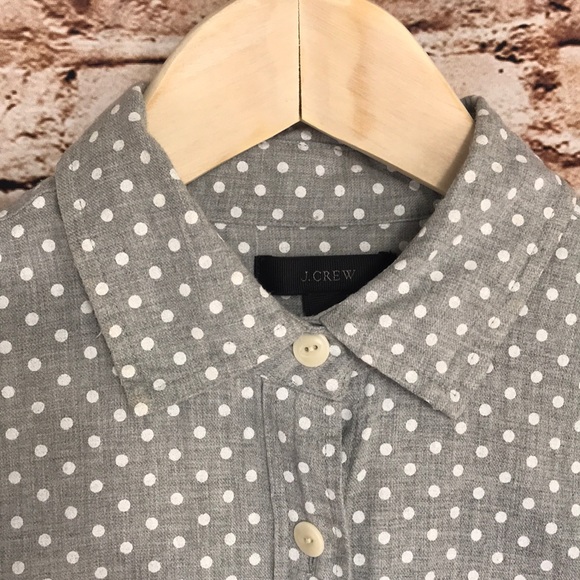 J CREW GRAY AND WHITE FLANNEL POLKA DOT SHIRT - Picture 5 of 7